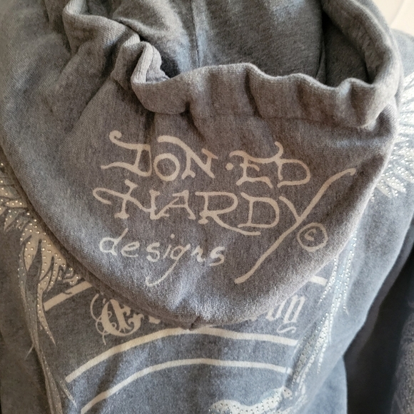 Vintage Ed Hardy Sweatshirt Hoodie • Gray • Size Large • Designer - Picture 5 of 10